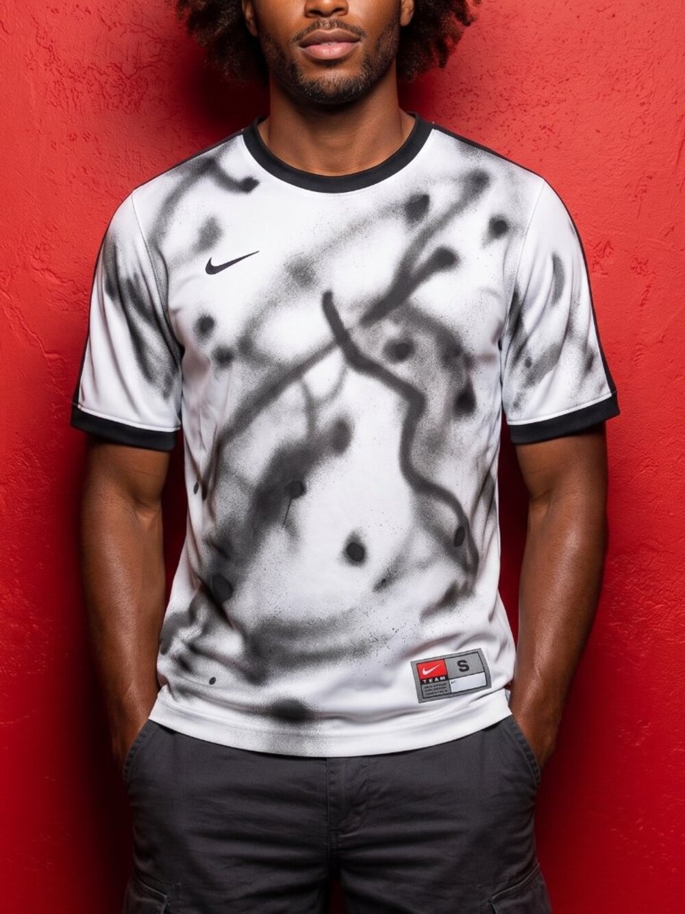 NWT NIKE Futbol Soccer Spay Paint Activewear Athletic Workout Jersey - Picture 1 of 12